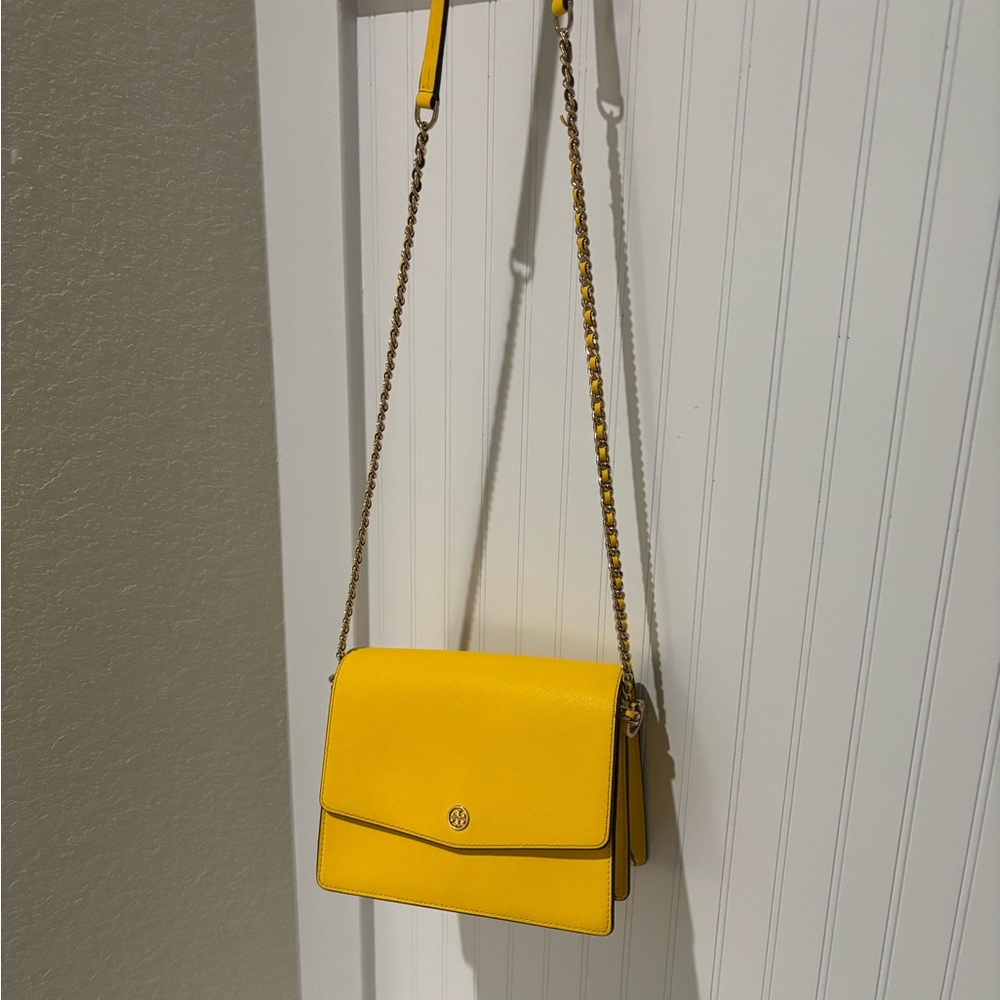 Tory Burch Yellow Crossbody Bag with Gold Chain